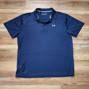 UA Under Armor Performance Polo Men's 2XL Navy Blue Loose Fit Heat Gear